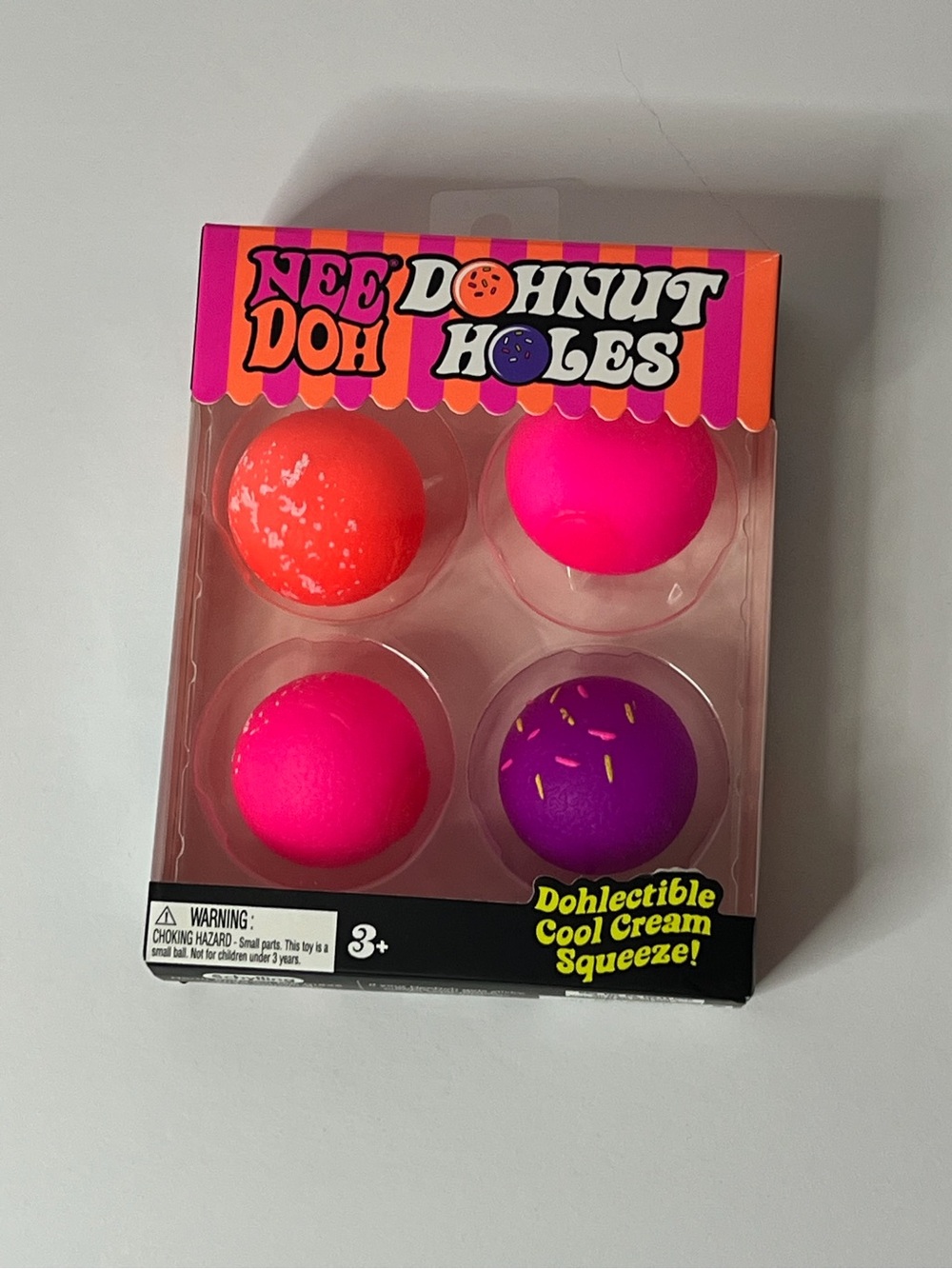 Needoh Dohnut Holes Squishy Toy Set - Bright Pink, Neon Orange & Purple
